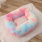 Comfortable Dog Bed Sleeping Pad Soft Cat Bed Square Pillow Bed Fluffy Plush Puppy Cushion Pet Supplies - iridescent / XL 75x65cm