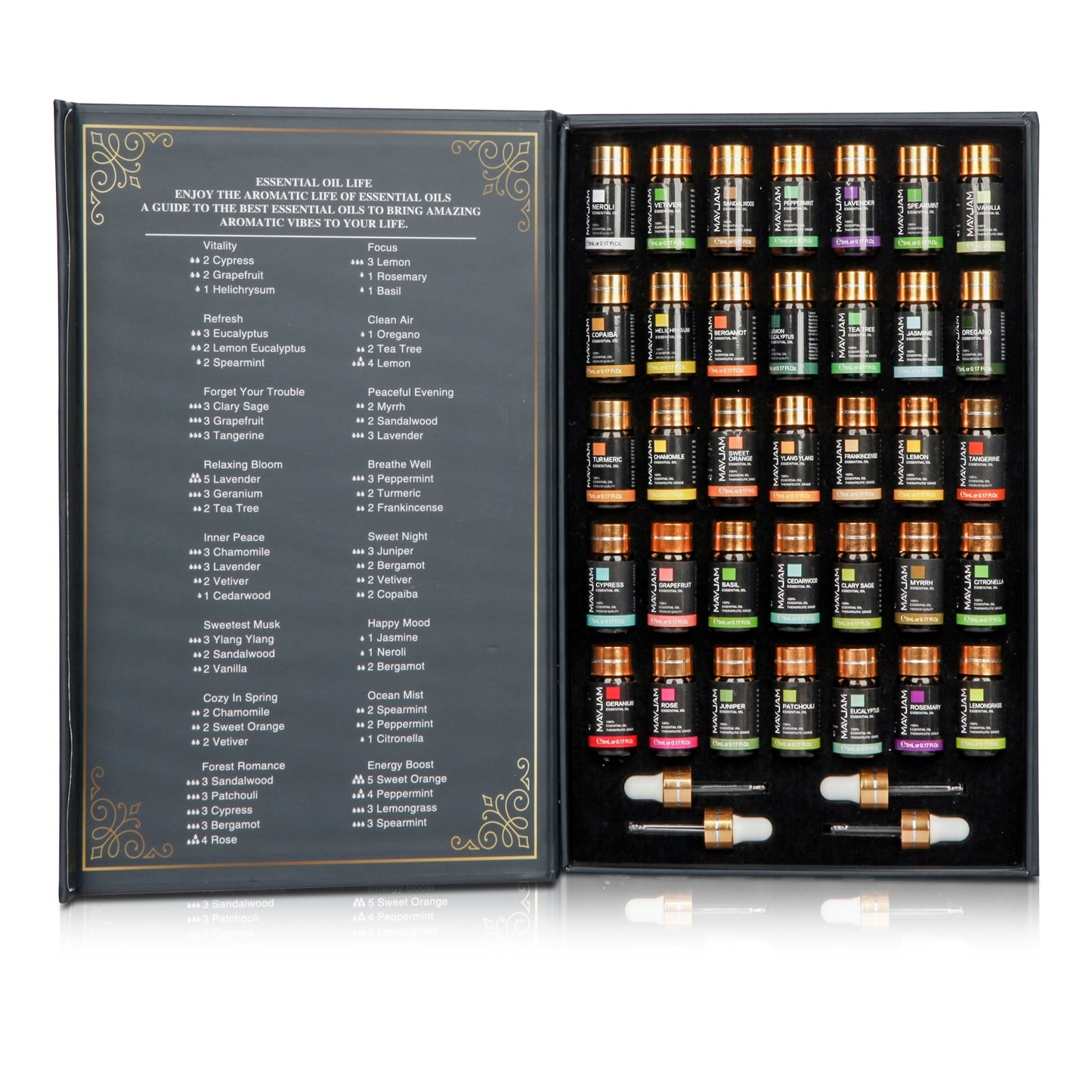 MAYJAM 35 Bottles Essential Oils Set For Humidifier Lavender Eucalyptus Vanilla Oregano Neroli Aroma Oil DIY Perfume Candle