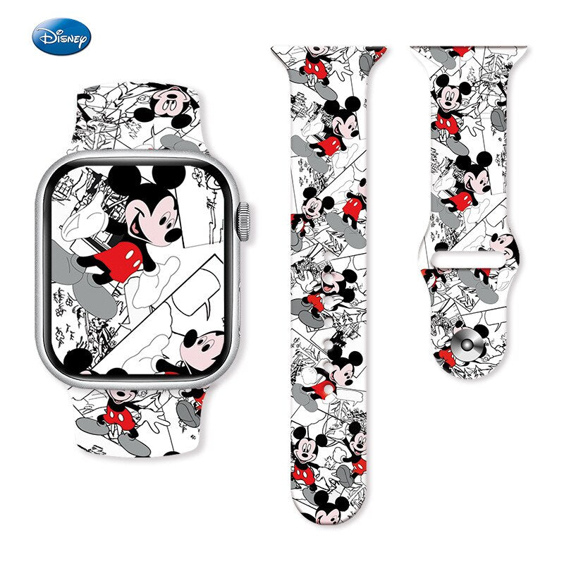 Cartoon Disney Mickey Minnie Mouse Printed Silicone Strap for Watch Band 38/40/41mm 42/44/45mm Bracelet Apple Watch 6 5 4 3 SE 7 - 6 / 38 40 41 mm - 6 / 42 44 45 49 mm