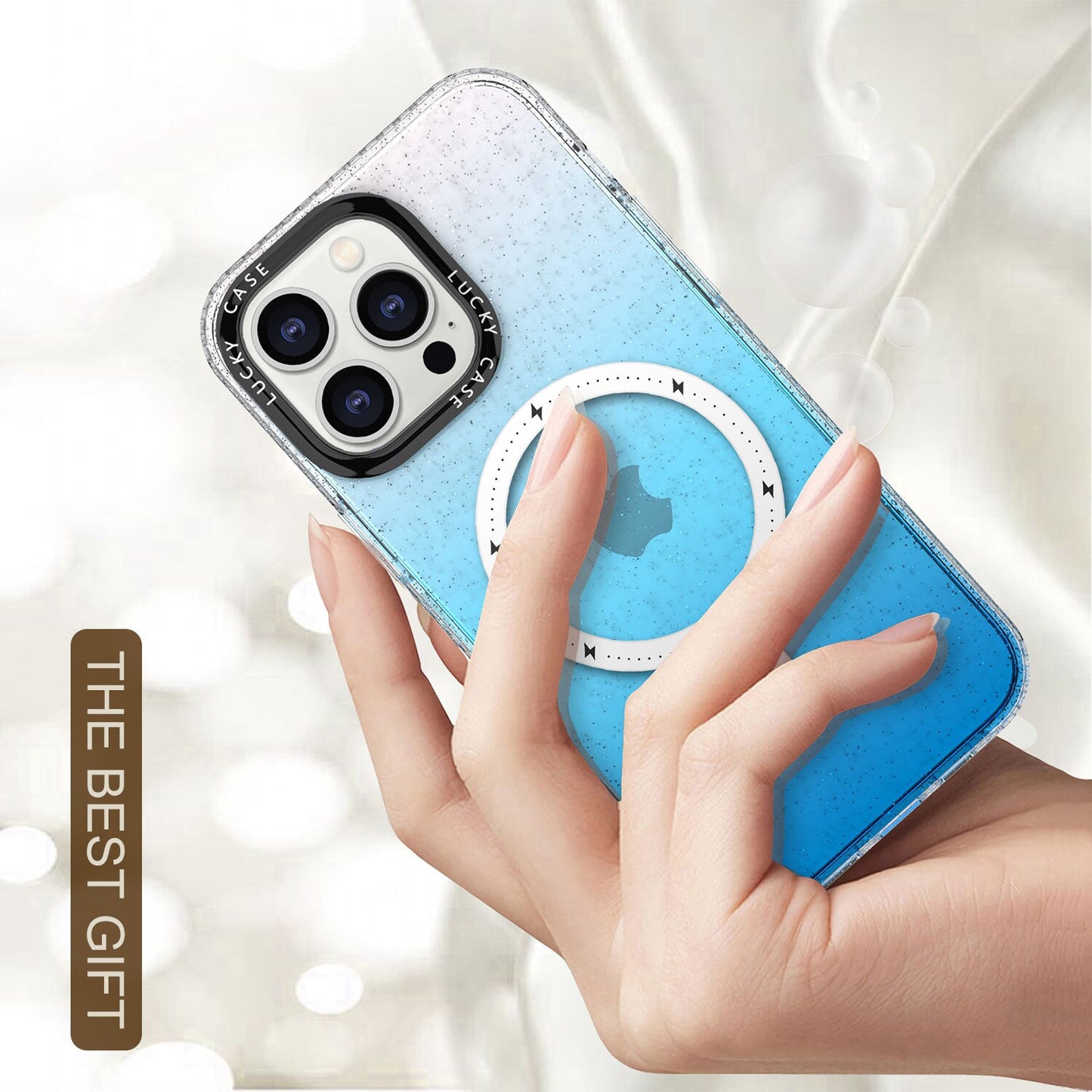 Magnetic Bling Case for iPhone 14 13 12 Pro Max Support for MagSafe Cute Twinkle Glitter Design Shockproof Silicone Phone Cover