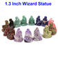 10PCS/ Set Mix Natural Stones Animal Statue Healing Crystal Plant Figurine Gemstone Carved Angel Wicca Craft Decor Wholesale Lot - Wizard 1.3 IN