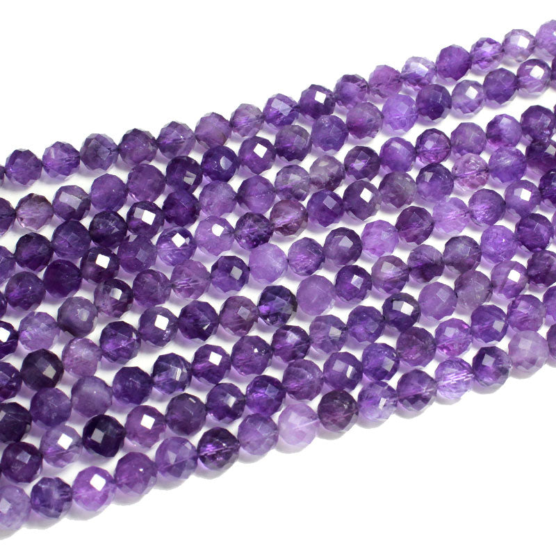 Fine 100% Natural Stone Faceted Amethyst Purple Round Gemstone Spacer Beads For Jewelry Making  DIY Bracelet Necklace 6/8/10MM