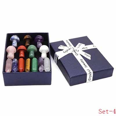 14PC/Set 7 Chakra Point Natural Stone And Crystals Gemstone Crafts Gift Box Reiki Healing Energy Mineral Home Decor Wholesale - Set-4 / 1 set - Set-4 / 5 set - Set-4 / 10 set