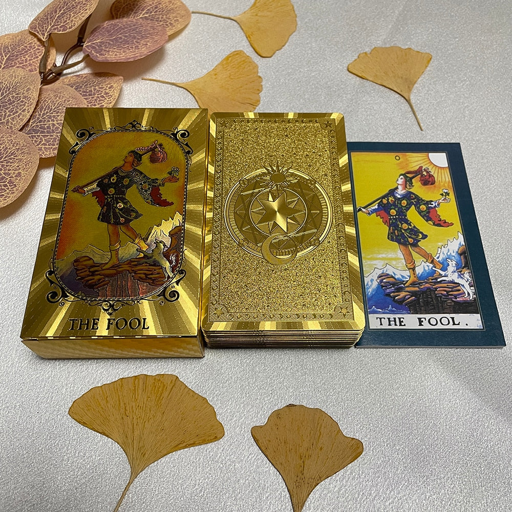 High Quality Golden Tarot Deck 12x7 for Beginners with Paper Guidebook Classic Divination Cards English Version