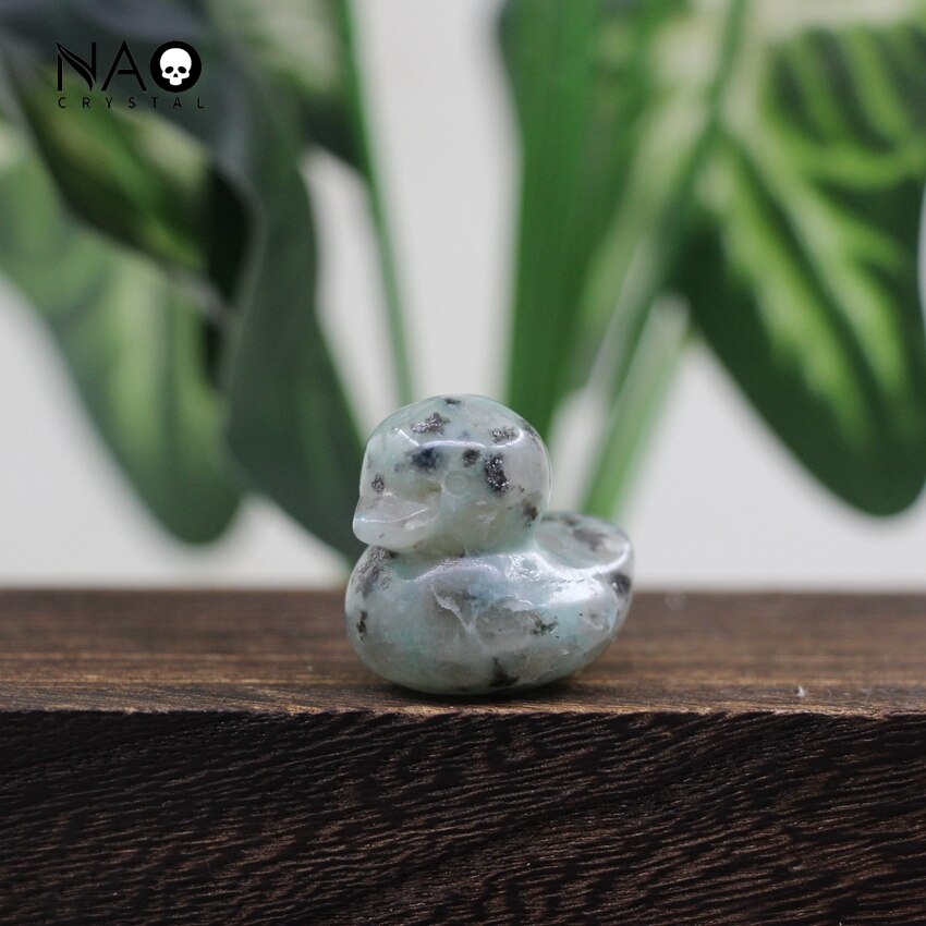 1.2 Inch Cute Duck Statue Crafts Home Decor Reiki Healing Crystal Carved Gemstone Figurine Opalite Quartz Small Animal Kid Gifts