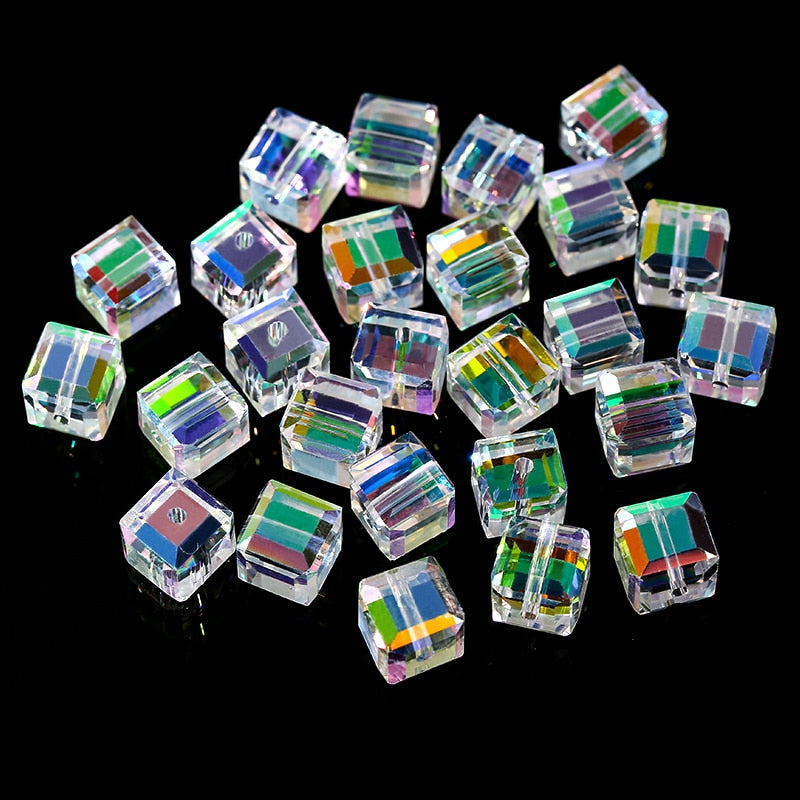 50/100PCS 4/6/8mm Crystal Beads AB Colorful Cube Austria Beads for Jewelry Making Glass Beads DIY Bracelet Earrings Necklace - Color 6 / China / 4mm-100PCS - Color 6 / China / 6mm-100PCS - Color 6 / China / 8mm-50PCS