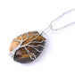 CSJA Natural Gem Stone Pendulum for Divination Dowsing Esoterisme 7 Chakra Crystals Pendulums Tree of Life Necklace Pendant G905 - Tiger Eye Chain B / China - Tiger Eye Chain B / France
