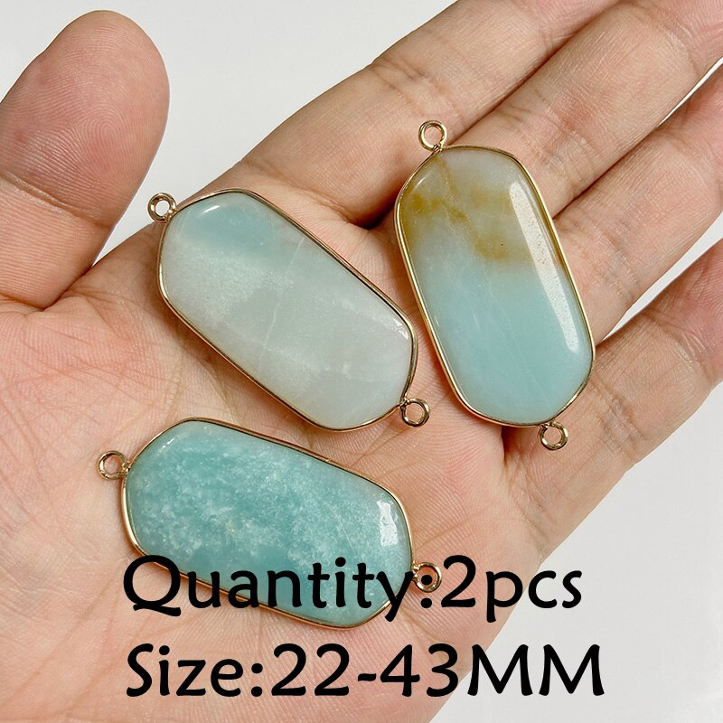 Natural Stone Amazonite Pendant Blue Semi-precious Pendants Connector Charm Make Jewelry Necklace Earring Accessories Finding - NO.16