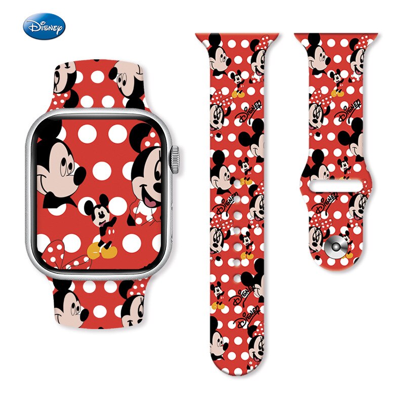 Cartoon Disney Mickey Minnie Mouse Printed Silicone Strap for Watch Band 38/40/41mm 42/44/45mm Bracelet Apple Watch 6 5 4 3 SE 7 - 3 / 38 40 41 mm - 3 / 42 44 45 49 mm