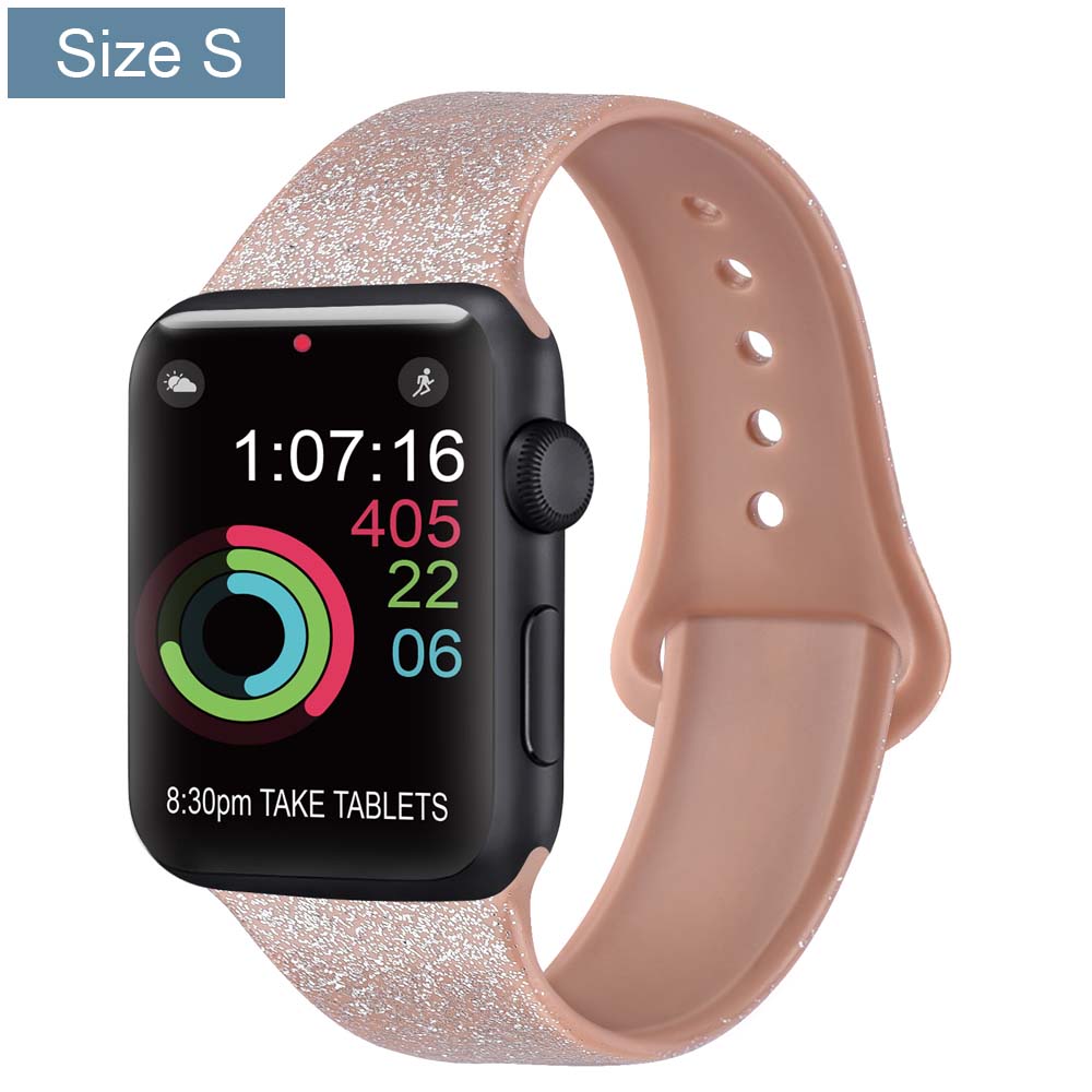 Silicone Bracelet Band For Apple Watch Strap 8 7 6 5 4 3 2 SE 42MM 38MM 44MM 40MM Strap For iWatch 41MM 45MM Smart Watch correa - Size S Bling Rose / 38mm 40mm 41mm - Size S Bling Rose / 42mm 44mm 45mm