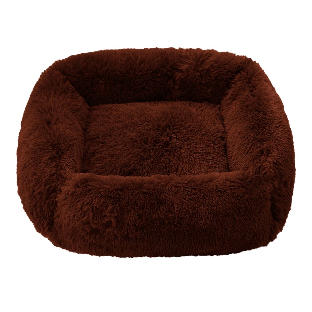Comfortable Dog Bed Sleeping Pad Soft Cat Bed Square Pillow Bed Fluffy Plush Puppy Cushion Pet Supplies - coffee / XXL 85x75cm
