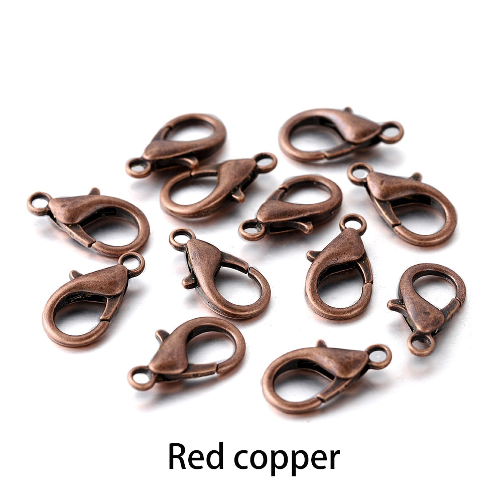 100pcs/lot Metal Lobster Clasps for Bracelets Necklaces Hooks Chain Closure Accessories for  DIY Jewelry Making Findings - Red copper / 10x5mm 100pcs - Red copper / 12x6mm 100pcs - Red copper / 14x7mm 100pcs - Red copper / 16x9mm 100pcs - Red copper / 18x10mm 100pcs