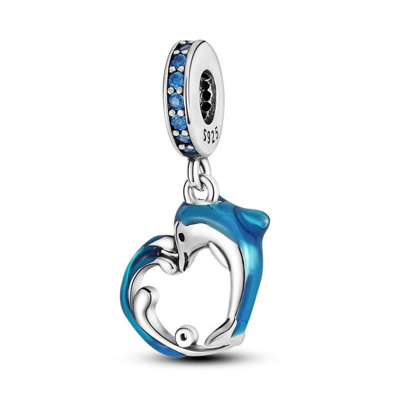 100% 925 Sterling Silver Firefly Charms Evil Eye Hot Air Balloon Blue Charms Fit Pandora Original Bracelet DIY Jewelry Making - KJC069