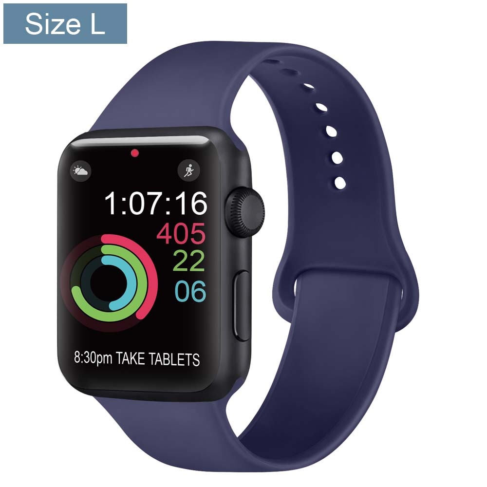 Silicone Bracelet Band For Apple Watch Strap 8 7 6 5 4 3 2 SE 42MM 38MM 44MM 40MM Strap For iWatch 41MM 45MM Smart Watch correa - Size L Blue / 38mm 40mm 41mm - Size L Blue / 42mm 44mm 45mm