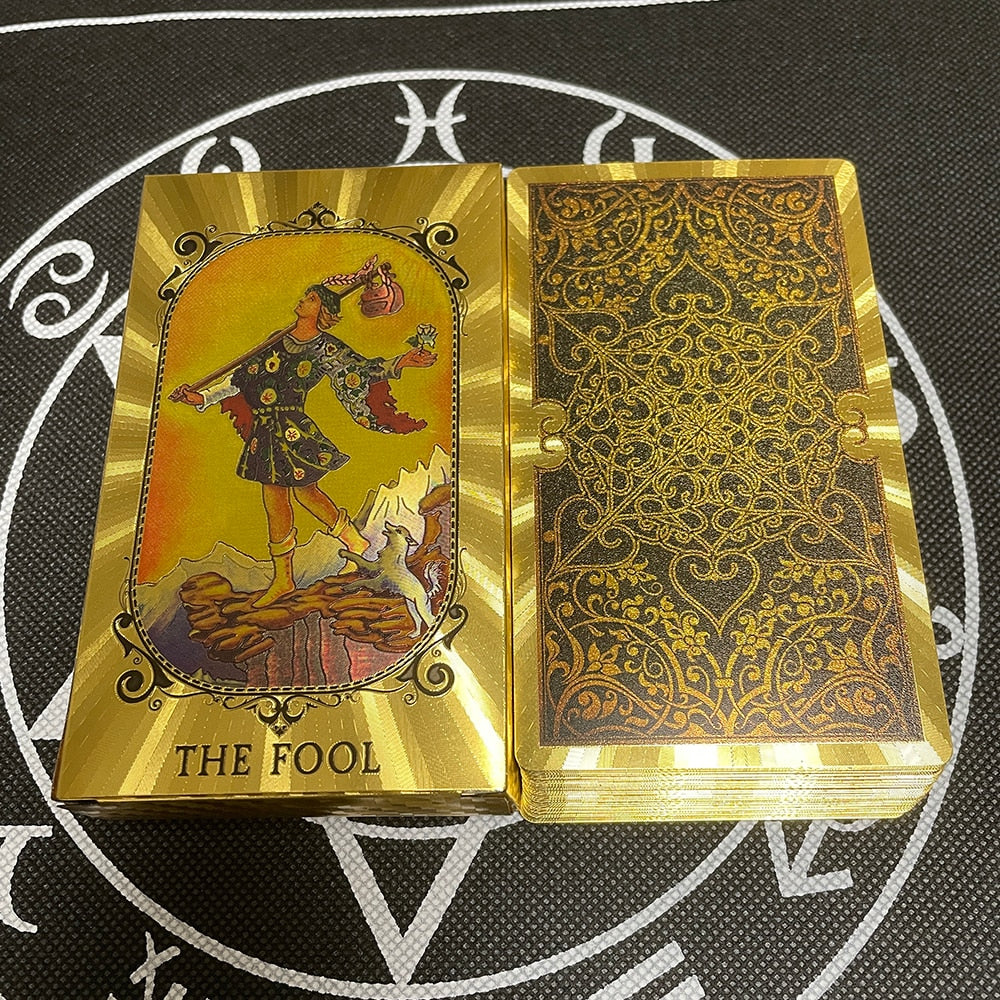 Golden High Quality 12x7cm Tarot Divination Cards Classic for Beginners with Guidebook Big Size Board Deck Runes Divination - A200