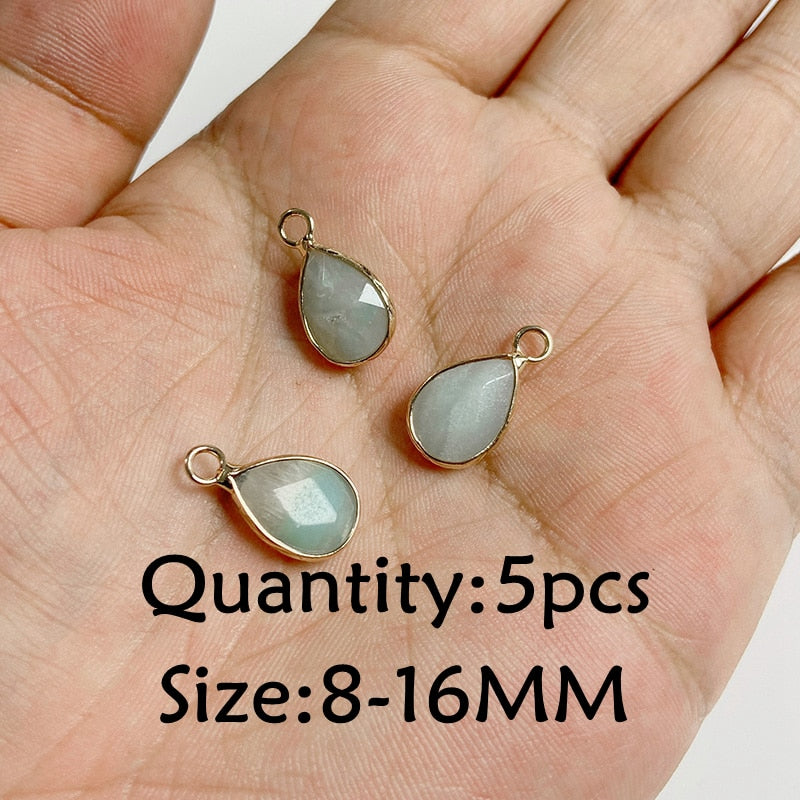 Natural Stone Amazonite Pendant Blue Semi-precious Pendants Connector Charm Make Jewelry Necklace Earring Accessories Finding - NO.4