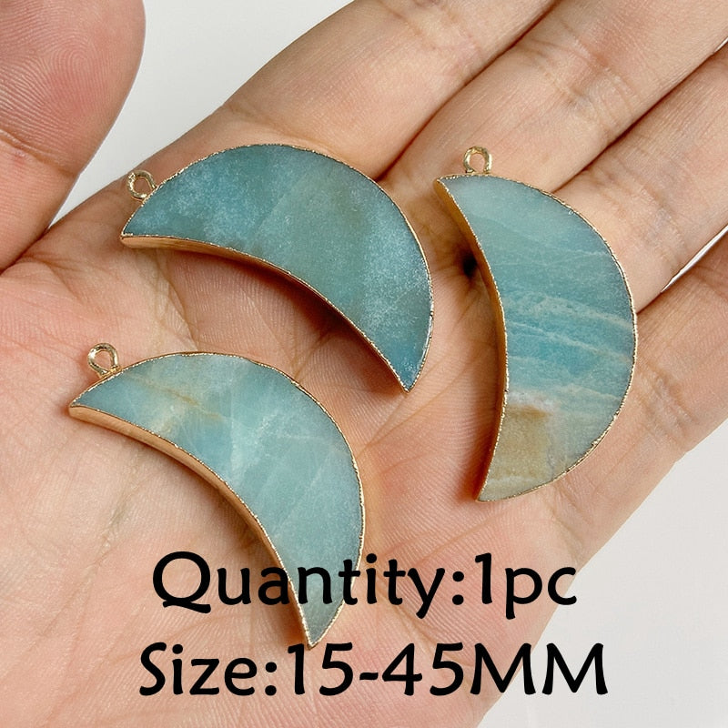 Natural Stone Amazonite Pendant Blue Semi-precious Pendants Connector Charm Make Jewelry Necklace Earring Accessories Finding - NO.21