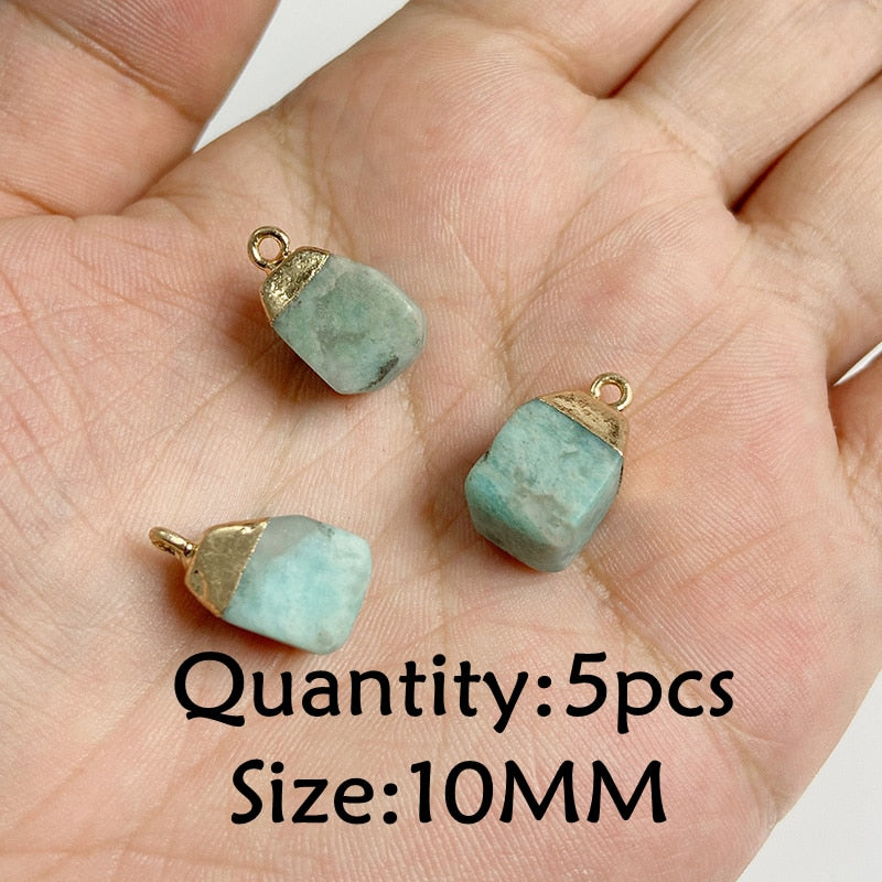 Natural Stone Amazonite Pendant Blue Semi-precious Pendants Connector Charm Make Jewelry Necklace Earring Accessories Finding - NO.27
