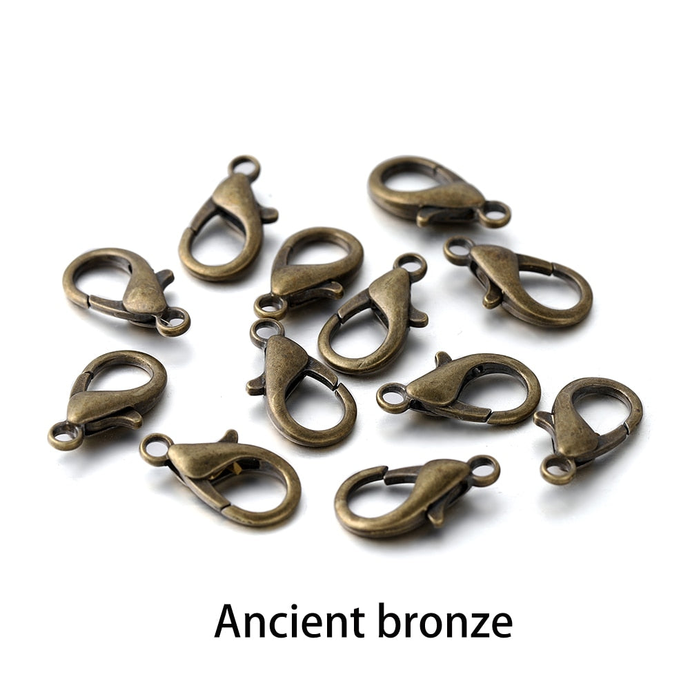 100pcs/lot Metal Lobster Clasps for Bracelets Necklaces Hooks Chain Closure Accessories for  DIY Jewelry Making Findings - Ancient bronze / 10x5mm 100pcs - Ancient bronze / 12x6mm 100pcs - Ancient bronze / 14x7mm 100pcs - Ancient bronze / 16x9mm 100pcs - Ancient bronze / 18x10mm 100pcs