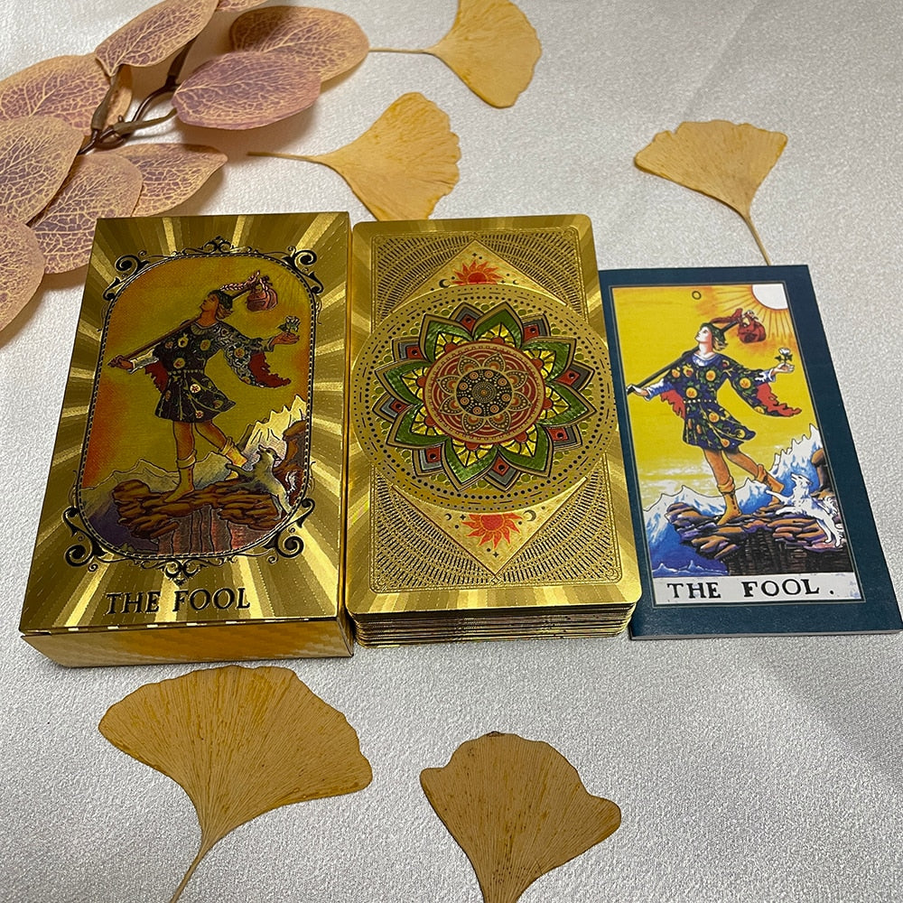 High Quality Golden Tarot Deck 12x7 for Beginners with Paper Guidebook Classic Divination Cards English Version - Z199