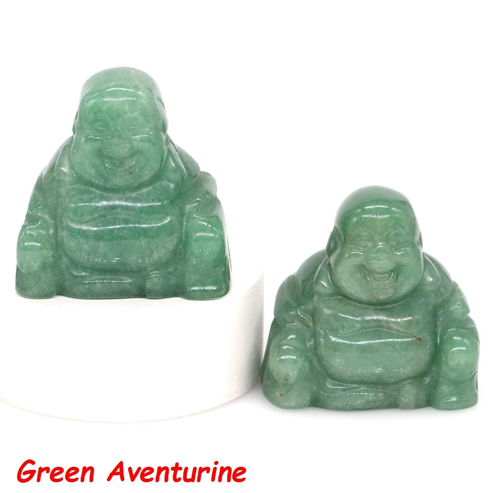 36mm Buddha Statue Natural Healing Crystals Reiki Chakra Spiritual Hand Carved Stones Maitreya Figurines Crafts Home Lucky Decor - Green Aventurine / 1 PC - Green Aventurine / 5 PCS - Green Aventurine / 10 PCS - Green Aventurine / 20 PCS