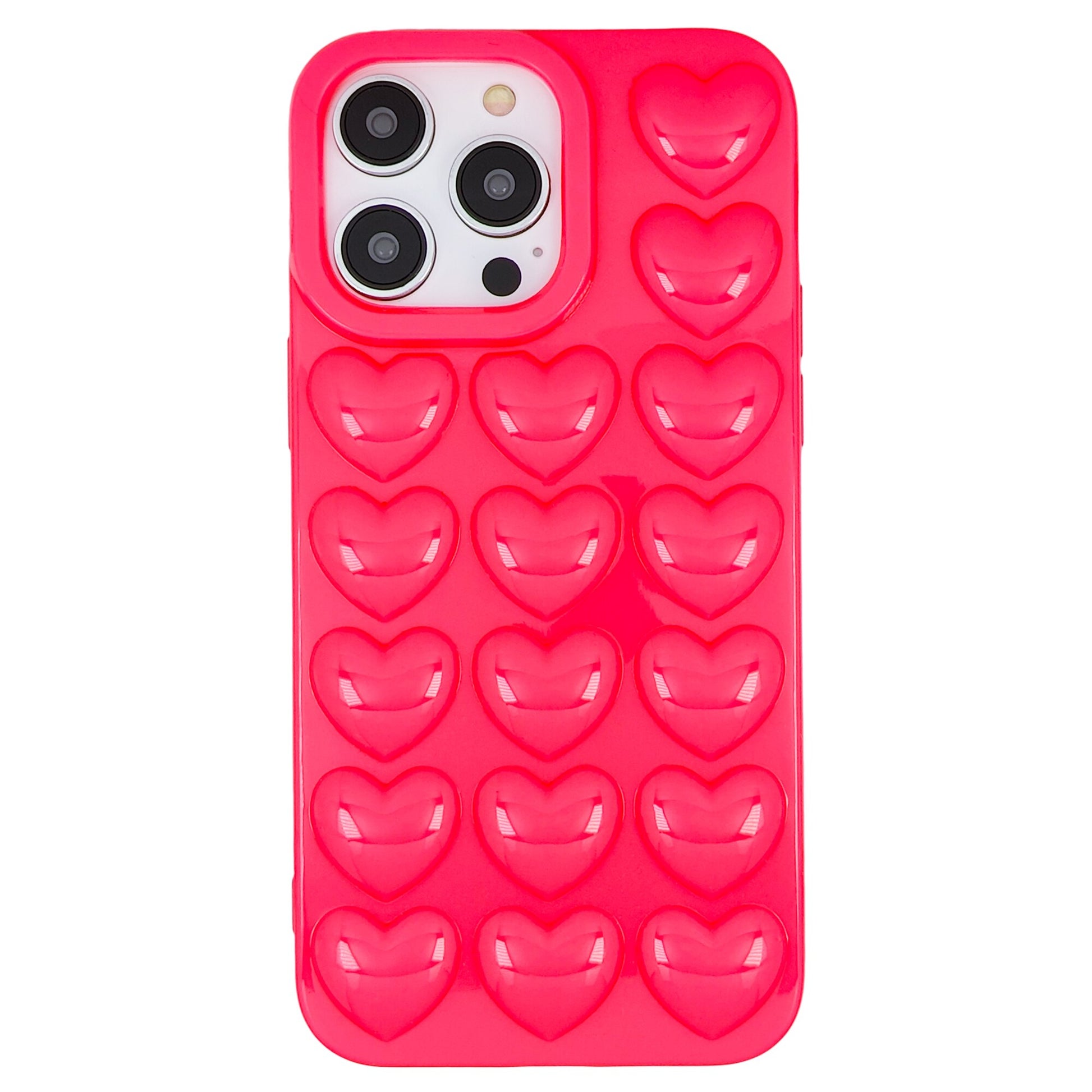 for iPhone 14 13 Pro Max Plus Mini Case 3D Bubble Pop Heart Super Cute Girly for Women Soft Cover Baby Pink Lavender Black Clear