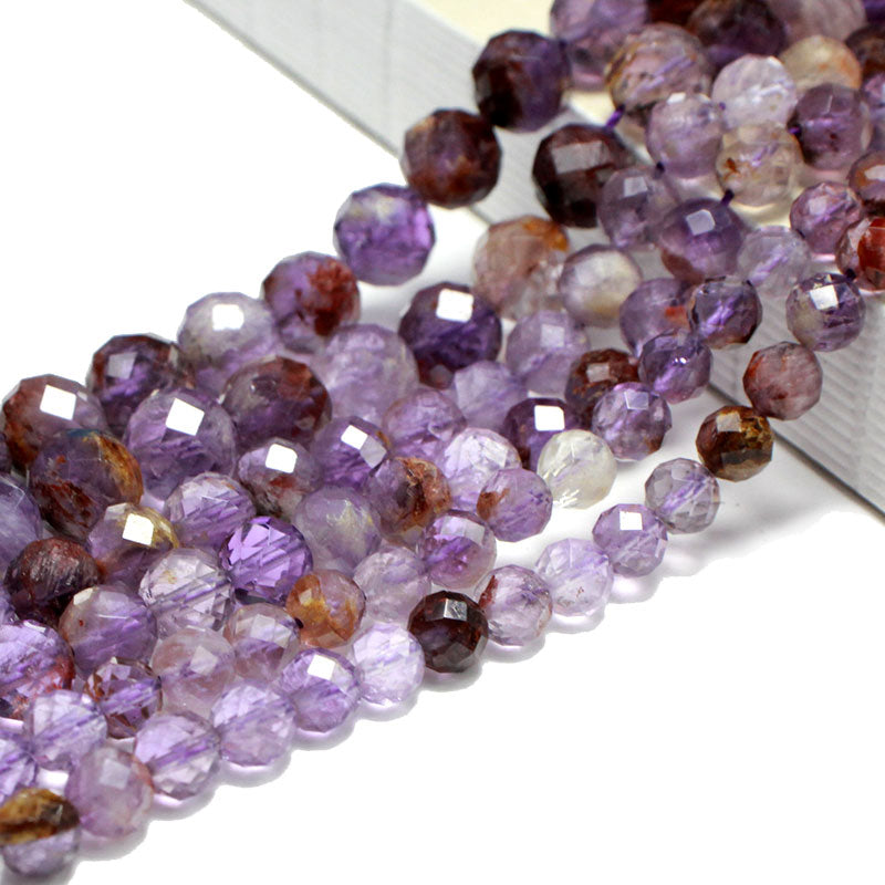 Fine 100% Natural Stone Faceted Amethyst Purple Round Gemstone Spacer Beads For Jewelry Making  DIY Bracelet Necklace 6/8/10MM - Purple Ghost Crystal / 6mm 29-31pcs - Purple Ghost Crystal / 8mm 21-23pcs - Purple Ghost Crystal / 10mm 17-19pcs