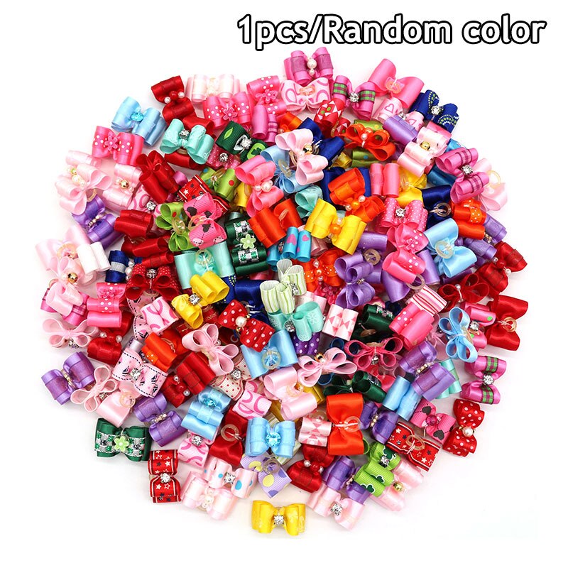 1/5/10 Pcs Cute Dog Hair Bows Mixed Colors Dog Grooming For Dog Pet Puppy Cat Bowknot Puppy Mini Rubber Band Random Color - multicolor