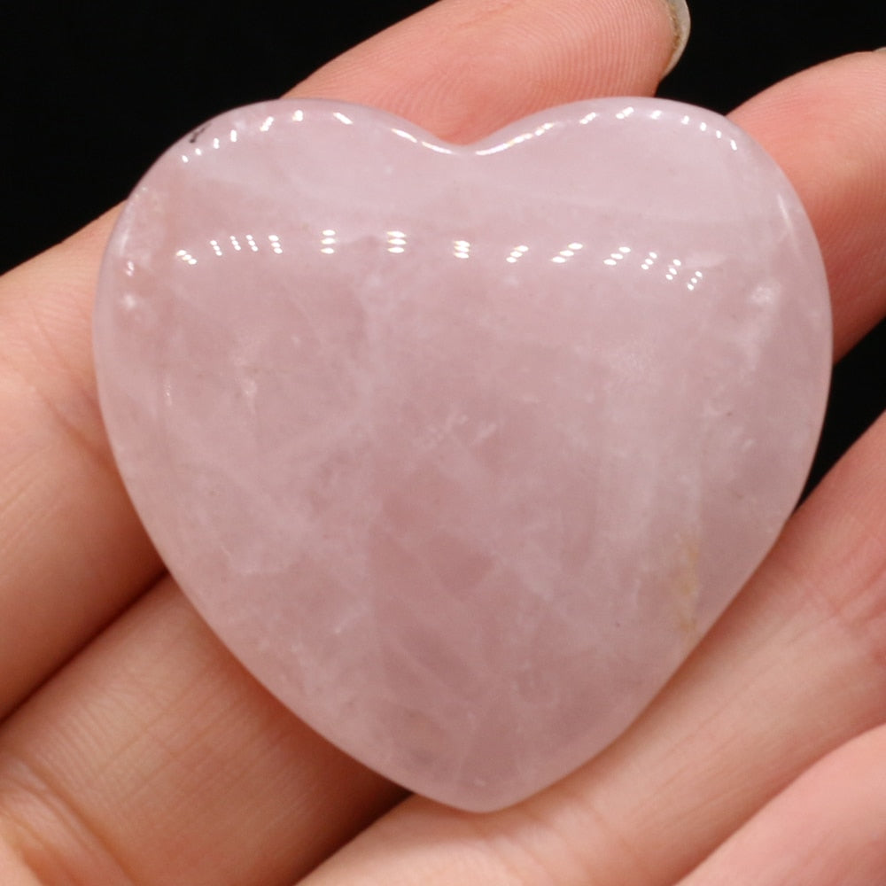 1PC Natural Stone Rose Quartz Heart Chakra Healing Reiki Gem Home Decor DIY Gift Fashion Jewelry Charm Accessories 40mm