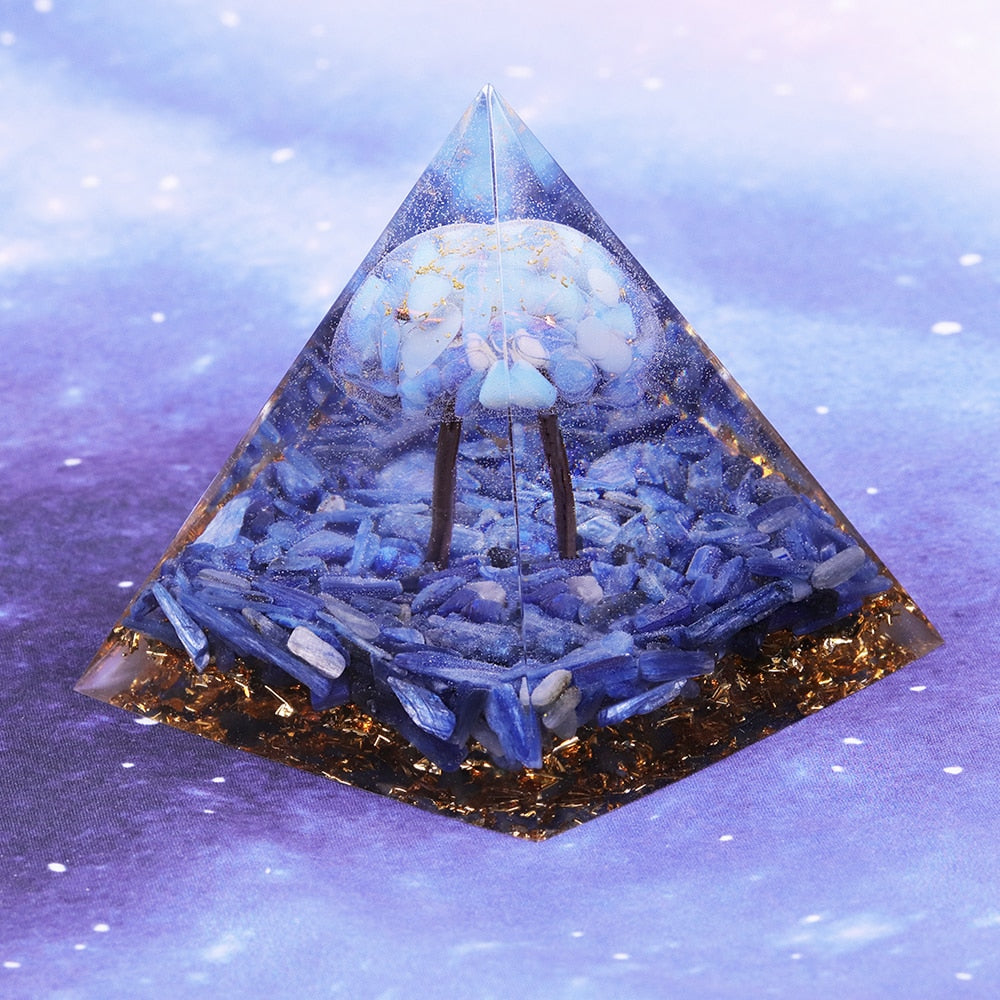 Opal Orgone Pyramid-Tree Of Life Orgonite Pyramid Natural Blue Crystal Orgonite Pyramid Energy Healing Reiki Chakra