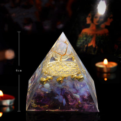 Natural Crystal Crushed Stone Creative Energy Pyramid - 1 Style