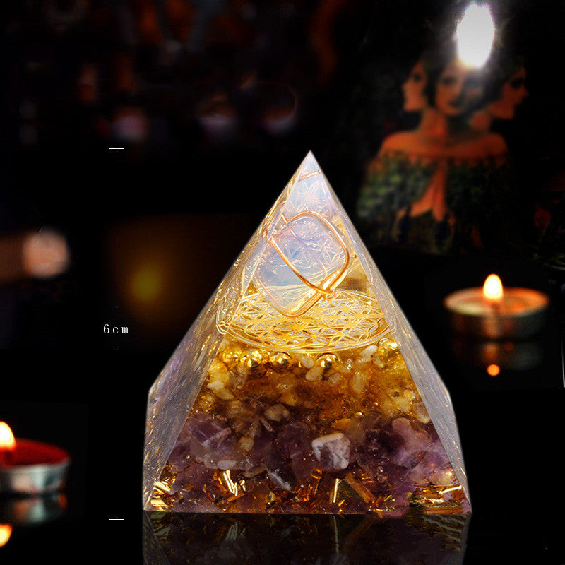 Natural Crystal Crushed Stone Creative Energy Pyramid - 14 Style