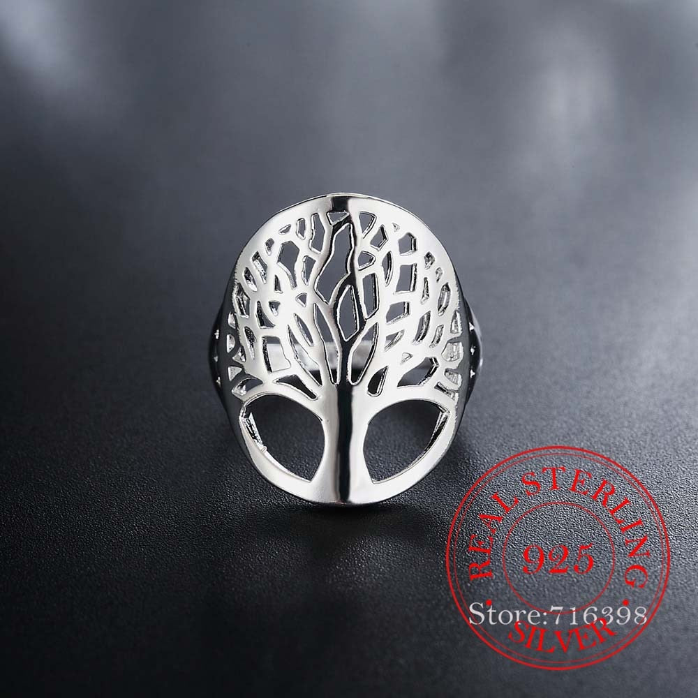100% 925 Tibetan Silver Ring Tree of Life Rings for Women Classic Accessories Anillos Fine Jewelry New Mothers Day Mom Gifts