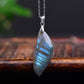 100% Natural Labradorite Original Stone Pendant Leaf Shape Polished Healing Energy Stone Increase charm Unisex Jewelry DIY Gift