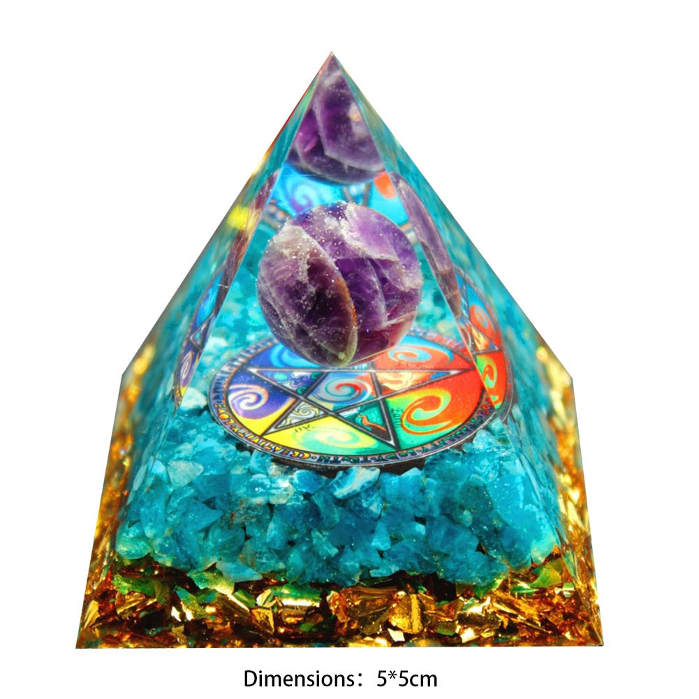 Natural Stone Orgonite Pyramid Crystals Orgone Energy Generator Healing Reiki Chakra Meditation Protection for Home Office Craft - C / United States