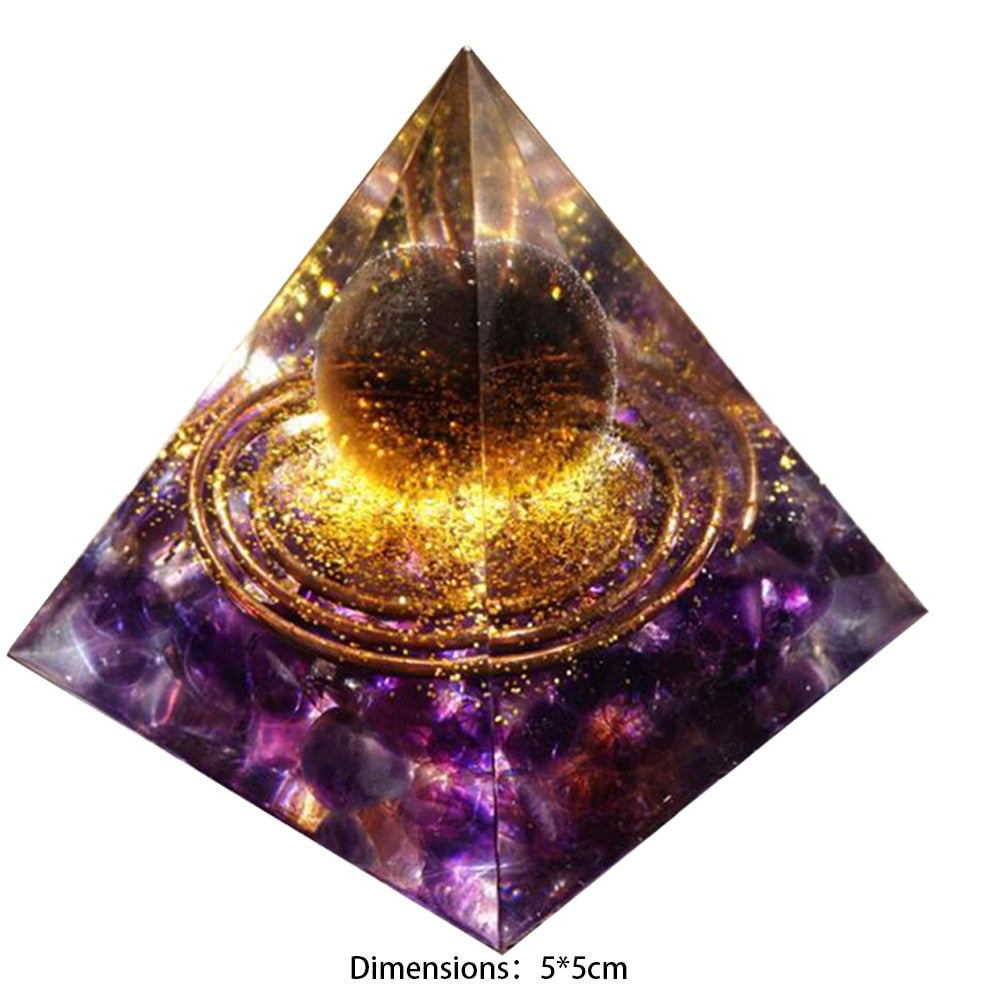 Natural Stone Orgonite Pyramid Crystals Orgone Energy Generator Healing Reiki Chakra Meditation Protection for Home Office Craft - A / United States