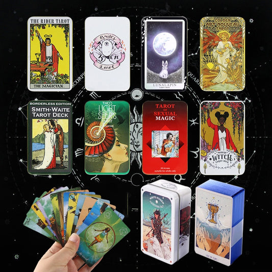 Tin Box High-Grade Gilding Process Tarot Deck 78 Cards Oracle 44 Card Deck with Guide Book Mystical Affectional Divination