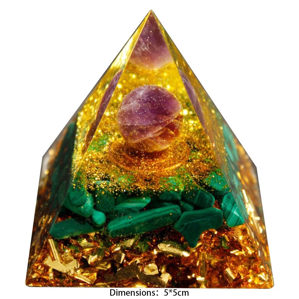 Natural Stone Orgonite Pyramid Crystals Orgone Energy Generator Healing Reiki Chakra Meditation Protection for Home Office Craft - E / United States
