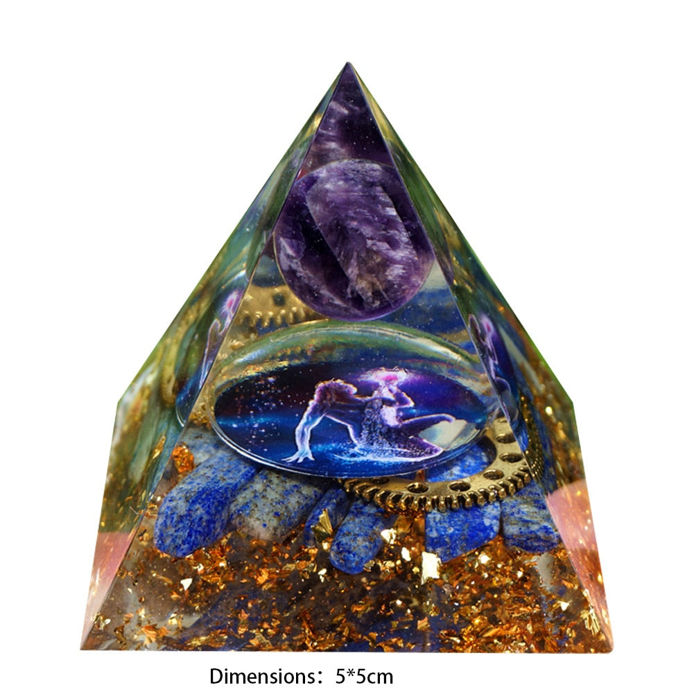 Natural Stone Orgonite Pyramid Crystals Orgone Energy Generator Healing Reiki Chakra Meditation Protection for Home Office Craft - H / United States