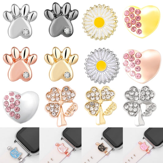 New Type Watchband Decorative Charms for Apple Strap Cartoon Paw Cute Cat Heart Charms Jewelry for Iwatch Bracelet Charms Nails