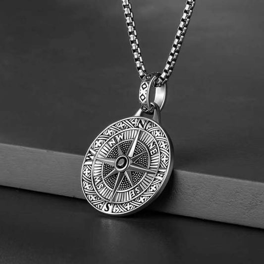 Quality Fashionable Medal Necklace Pendant Pirate Ship Compass Personality Men\'s Necklace Pendant Hip Hop Jewelry Trend Jewelry