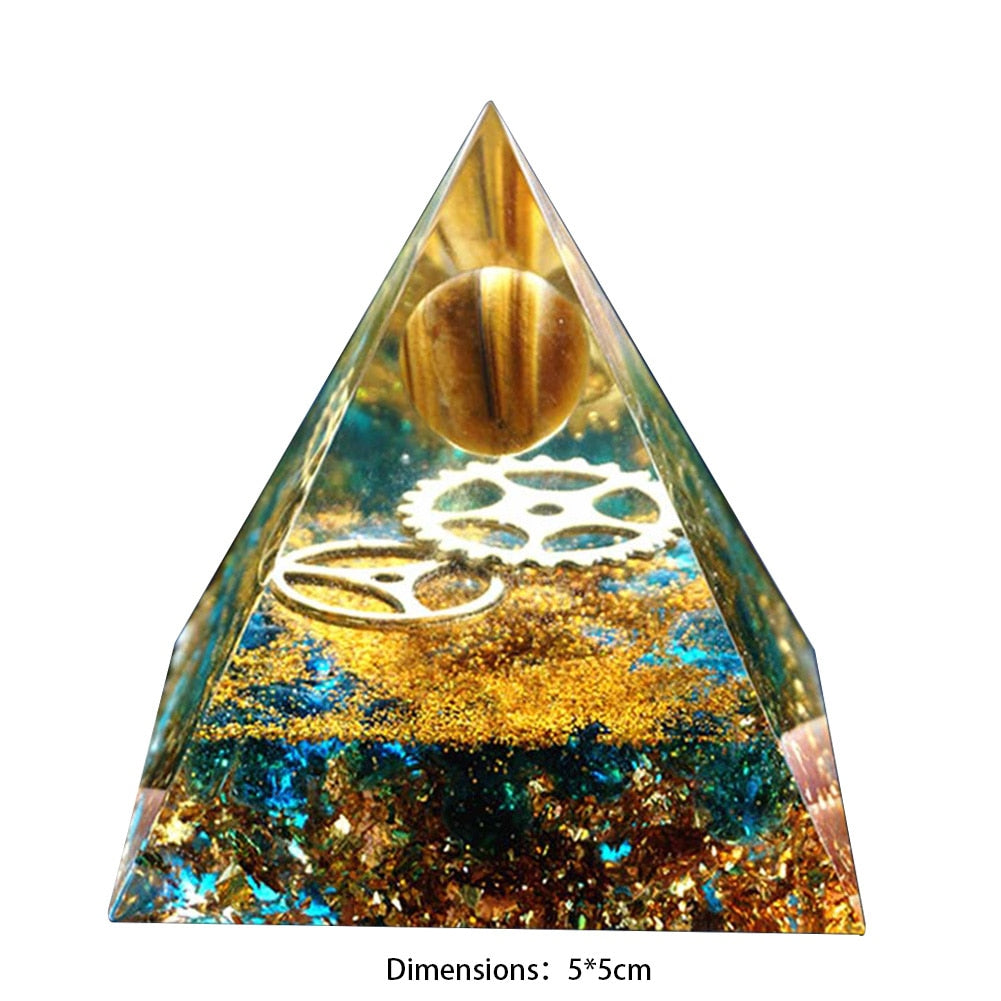 Natural Stone Orgonite Pyramid Crystals Orgone Energy Generator Healing Reiki Chakra Meditation Protection for Home Office Craft - G / United States