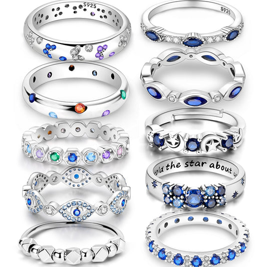 2023 925 Sterling Silver Blue Evil Eyes Ring Original Design Zircon Finger Rings For Women High Quality Wedding Jewelry Gift