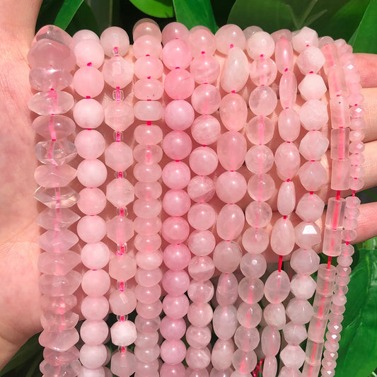 25 Style Natural Stone Beads Pink Rose Quartz Crystal Round Beads for Jewelry Making Diy Bracelet Accessories 15'' 4 6 8 10 12mm