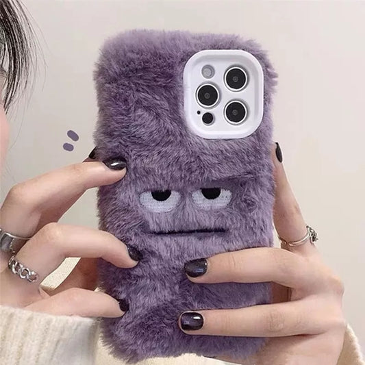 Cute Funny Fur Fluffy Phone Case For iphone 13 12 11 Pro MAX Mini X XS XR 7 8 Plus SE 2020 Girl Cover Soft Plush Coque
