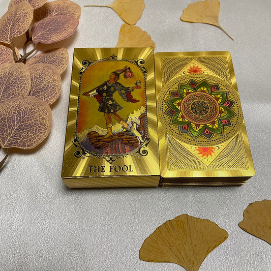 High Quality Golden Tarot Deck 12x7 for Beginners with Paper Guidebook Classic Divination Cards English Version