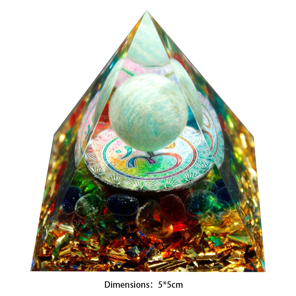 Natural Stone Orgonite Pyramid Crystals Orgone Energy Generator Healing Reiki Chakra Meditation Protection for Home Office Craft - D / United States